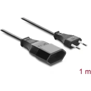 Delock Przedłużacz Europlug CEE 7/16 męski-żeński 2 x 0,75 mm², 1 m, czarny