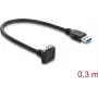 Delock USB 5 Gbps Kabel USB Type-A męski do USB Micro-B męski z blokadą śrubową, kąt 90° w górę, 0,3 m, czarny