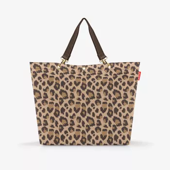 Reisenthel Shopper XL Leo Macchiato – Duża torba na zakupy z recyklowanego PET z nadrukiem lamparta, 35 L