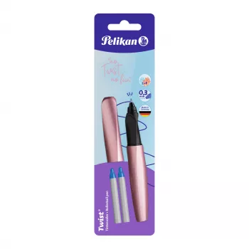 Pelikan Twist Pióro wieczne Różowy Niebieski Stalówka średnia - Ergonomiczny chwyt dla prawo- i leworęcznych, blister