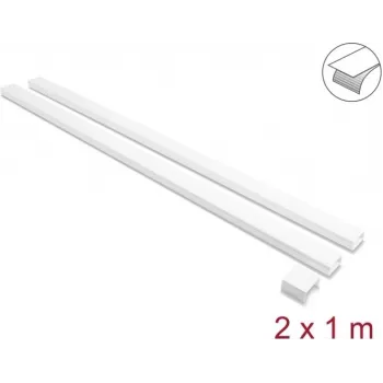 Delock Samoprzylepny Kanał Kablowy z Suwakiem 40 x 19 mm, Łącznik, 1 m, 2 szt., Biały
