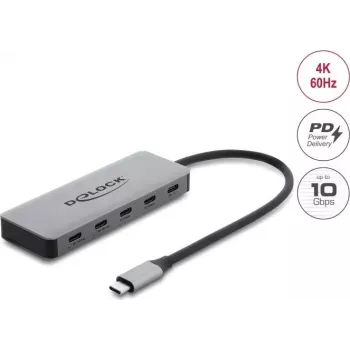 Delock 2-Port USB 10 Gbps Hub z 2-Port USB-C 4K i PD 3.0 100 W