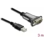 Delock USB 2.0 Type-A do RS-232 Adapter szeregowy z wtykiem DB9 męskim i nakrętkami, 3 m