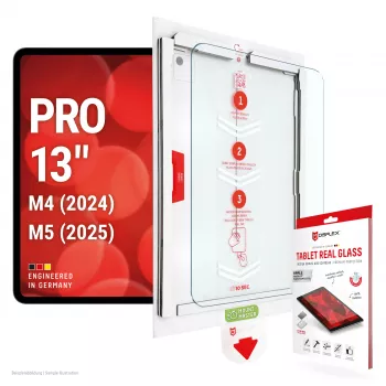 E.V.I. DISPLEX Tablet Real Glass Szkło ochronne do Apple iPad Pro 13 (2024/2025) - hartowane szkło 9H, ultra-przezroczyste, zaokrąglone krawędzie 2.5D, powłoka oleofobowa, instalacja bez pęcherzyków