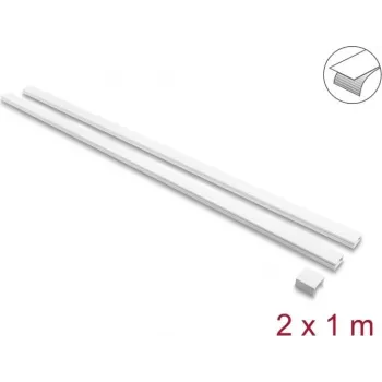 Delock Samoprzylepny Kanał kablowy z przesuwną pokrywą 30 x 14 mm z łącznikiem - 1 m, 2 szt., biały