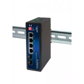 ALLNET ALL-SGI8104v3 przemysłowy niezarządzalny przełącznik warstwy 2, 6 portów GbE, 4x GbE RJ45, 2x SFP, bez wentylatora, IP40