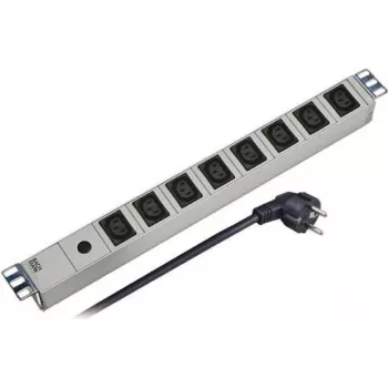 EFB Elektronik 691697 1U 19-calowy listwa zasilająca do szafy rack, 8x gniazdo IEC C13, 10A, 250V, obudowa aluminiowa, wyłącznik On/Off