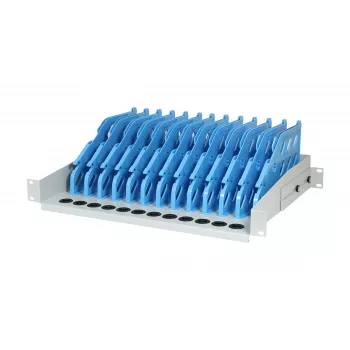 ALLNET 19-calowy rackmountowy pojemnik na tablety – 12-miejscowy metalowy moduł do ładowania i organizacji dla iPadów, tabletów, smartfonów, 2U