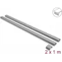 Delock Samoprzylepny Kanał Kablowy z Suwaną Pokrywą 40 x 19 mm z Łącznikiem - Długość 1 m, Zestaw 2 szt., Szary