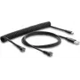 Zestaw kabli magnetycznych spiralnych Delock USB 2.0 Type-A męski do Pogo 4-pin męski + USB Type-C męski do Pogo 4-pin żeński, adapter, czarny, 1,5 m
