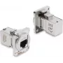 Moduł Delock D-Type RJ45 żeńskie-żeńskie 90° kątowy Cat.6A srebrny