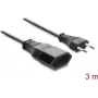 Delock Przedłużacz Europlug CEE 7/16 męski-żeński 2 x 0,75 mm², 3 m, czarny