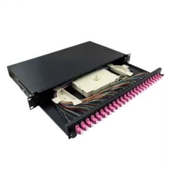 LogiLink 19 cala 1U 24-Port LC Duplex OM4 Multimode Splice Box Patch Panel, Czarny