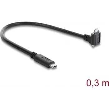 Delock USB 5 Gbps Kabel USB Type-C męski prosty do USB Micro-B męski 90° zagięty do góry z rozstawem śrub 18 mm, 0,3 m, czarny