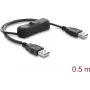 Delock Przewód zasilający USB Typ-A męski-męski z przełącznikiem 0,5 m