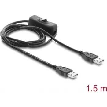 Delock Kabel zasilający USB Type-A męski-męski z przełącznikiem 1,5 m