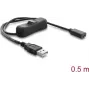 Delock USB Power Cable Type-A Męski do USB Type-C Żeński z Przełącznikiem 0,5 m