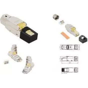 LogiLink MP0085 Wtyk RJ45 Cat.8.1 do montażu polowego, ekranowany, extra krótki