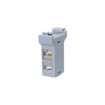 LogiLink Adapter montażowy na szynę DIN z 2 ekranowanymi łącznikami liniowymi Cat.6A, 10G, PoE++ (MP0079)