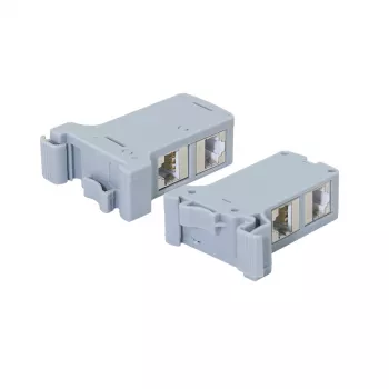 LogiLink Adapter montażowy na szynę DIN z 2 ekranowanymi łącznikami liniowymi Cat.6A, 10G, PoE++ (MP0079)
