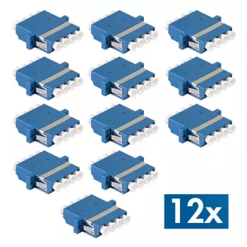 LogiLink LC Quad Adapter światłowodowy, 12 szt., niebieski, montaż na kołnierzu, jednomodowy