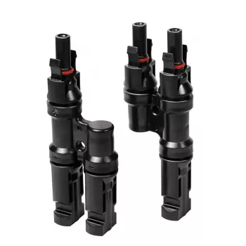 LogiLink Solar Y-Connector Zestaw, 2 szt., kompatybilny z MC4, męski i żeński, PVC, czarny
