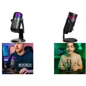 LogiLink HS0058 USB mikrofon pojemnościowy z podświetleniem RGB, 192kHz, czarny