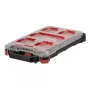 Milwaukee PACKOUT Slim Organizer Medium 8277387 - IP65 odporny na wodę i kurz, 10 wyjmowanych pojemników, przezroczysta poliwęglanowa pokrywa, metalowe wzmocnione zatrzaski, czerwony/czarny