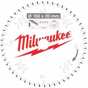 Tarcza do cięcia Milwaukee 160x20x2.2x52z TF Aluminium