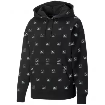 PUMA Brand Love AOP Hoodie FL Czarny 535706 01 Męski luźny krój z nadrukiem na całej powierzchni