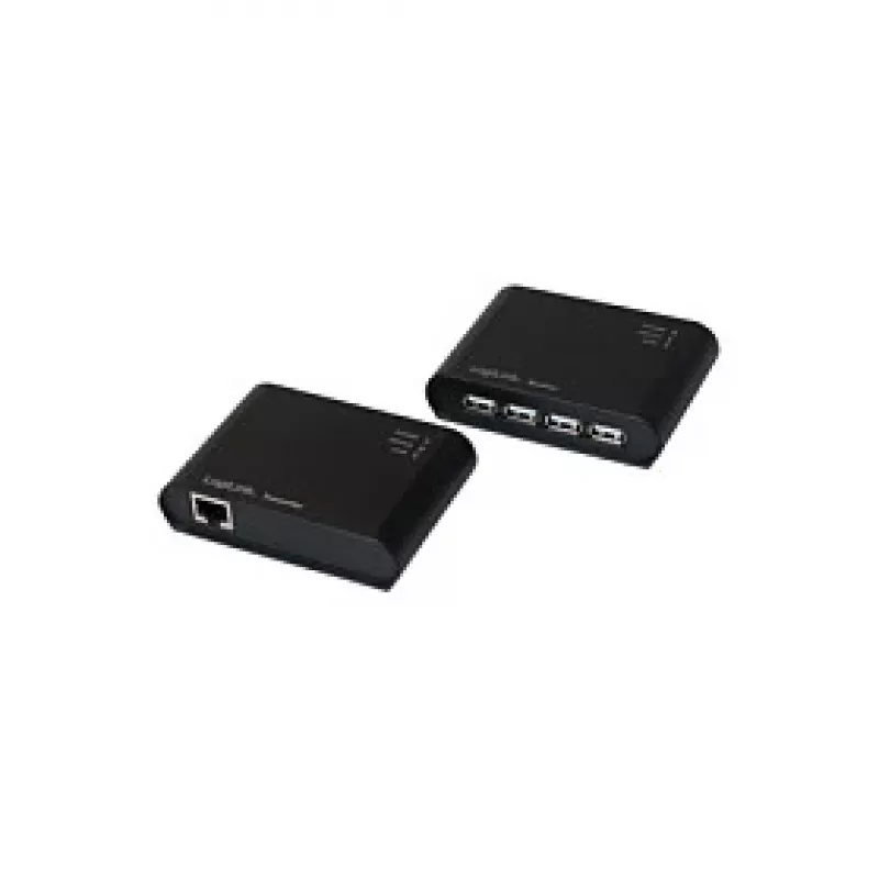 LogiLink USB 2.0 Cat.5 Extender z 4-portowym hubem, 50 m, czarny