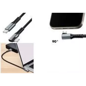 LogiLink USB 3.2 Gen 1 USB-C do USB-C, kabel, 90° kątowy, 2 m, czarno-szary, 5 Gbps, 60W PD, 4K Video