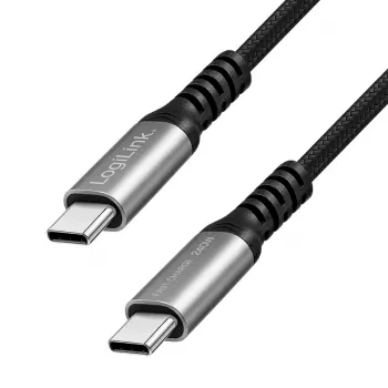 LogiLink USB 2.0 kabel Type-C, C/M do C/M, 480 Mbps, 240W, nylon, metal, czarny/srebrny, 0,5 m