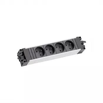 Bachmann STEP ALU 6x UTE GST18 Francja – 6-gniazdowa aluminiowa listwa zasilająca z wejściem GST18, 230V/16A, 3680W, srebrny/czarny