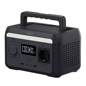LogiLink Przenośna stacja zasilania 300W LiFePO4, 288Wh czysty sinus, 60W USB-C PD, QC3.0, gotowa na zasilanie słoneczne
