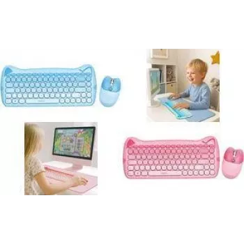 LogiLink Kids Keyboard 2.4G Combo Set, Różowy