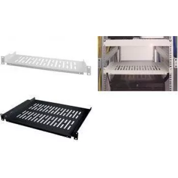 LogiLink 19-calowa stała półka rack 1U, głębokość 300 mm, czarna RAL 9005, stal, maks. 15 kg
