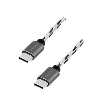 LogiLink USB 2.0 Type-C zestaw 3 kabli, C/M do C/M, Alu, Nylon, Biały/Czarny