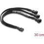 Delock Kabel rozdzielający wentylator 1 x 4-pin PWM żeński na 2 x 4-pin PWM męski (3 piny podłączone na drugim) oplot 30 cm czarny