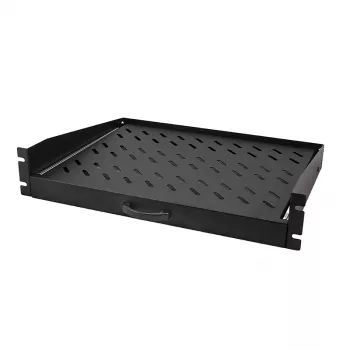 LogiLink 19 calowa półka wspornikowa 2U, wysuwana, głębokość 350 mm, nośność 30 kg, czarna