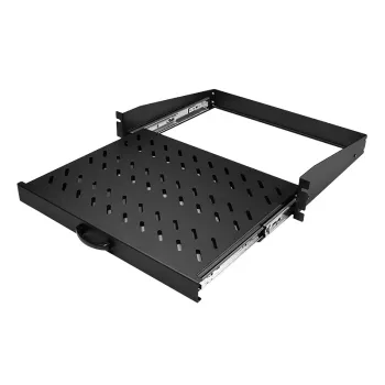 LogiLink 19 calowa półka wspornikowa 2U, wysuwana, głębokość 350 mm, nośność 30 kg, czarna