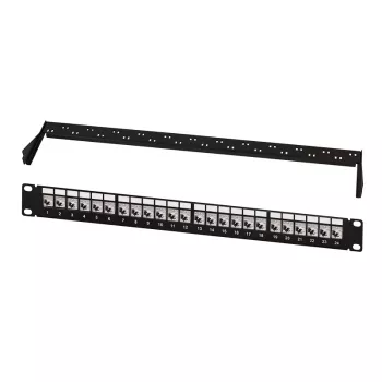 LogiLink Modularna 24-portowa panel krosowy Cat.6A Keystone, 19 cali/1U, czarny, EconLine