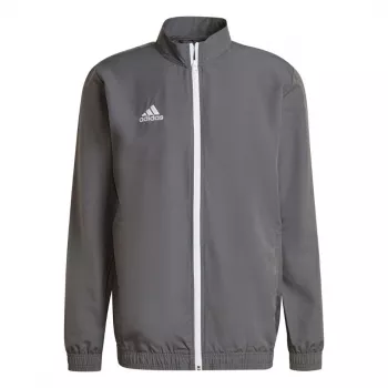 Kurtka adidas Entrada 22 Presentation dla mężczyzn, szara, z pełnym zamkiem, z recyklingowanego poliestru, do piłki nożnej i treningu
