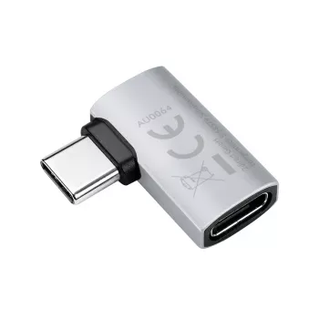 LogiLink USB4 Type-C 90° Adapter, C/M do C/F, 40 Gbps, 240W, 8K/60Hz, Aluminum, Srebrny