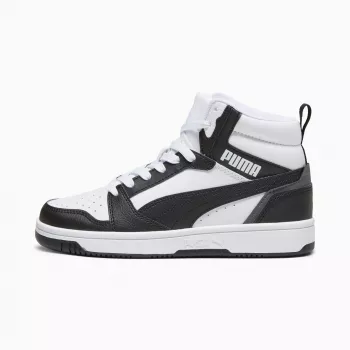 Puma Rebound V6 Mid dziecięce buty sportowe Biały Czarny 393831 01 Rozmiar 38