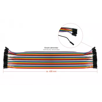 Kabelmeister Zestaw przewodów połączeniowych 40-pin, 3 taśmy (męsko-męskie, żeńsko-żeńskie, męsko-żeńskie), 20 cm, 24 AWG, kolory tęczy, do Arduino, Raspberry Pi, płytki stykowej