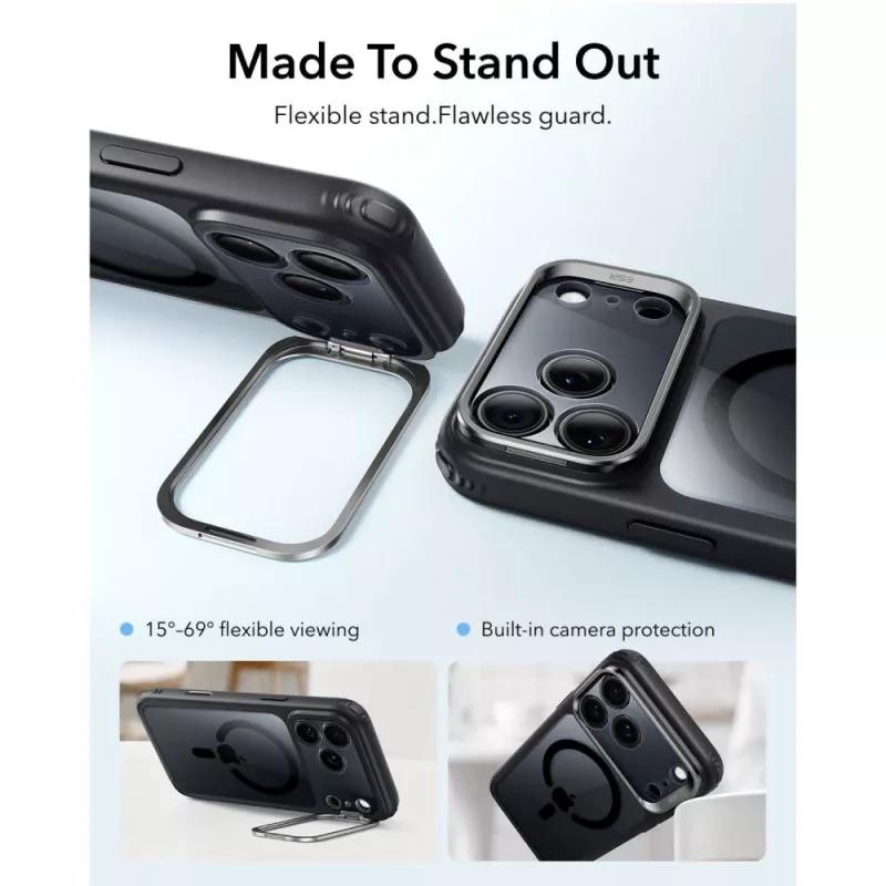 ESR Classic Hybrid Kickstand MagSafe Case do iPhone 17 Pro / 18 Pro Clear/Black