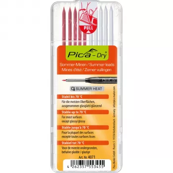Pica DRY Minen-Set SUMMER HEAT – 12 wkłady rysikowe (4x czerwony, 4x biały, 4x zielony) do automatycznego ołówka Pica-Dry Longlife, 2,8 mm