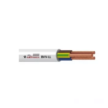 BVV-LL 2x1 mm² Biały kabel elektryczny z izolacją PVC, zwój 50 m
