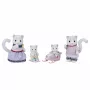 EPOCH Sylvanian Families Rodzina Lampartów Śnieżnych Zestaw Figur - 4 Kolekcjonerskie Figurki Flocked